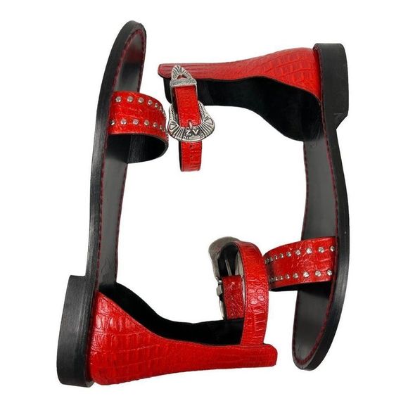 Zadig & Voltaire Red Sandals with Silver Accents - Picture 9 of 11